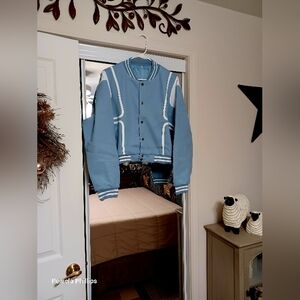 Stylish Blue Varsity Jacket for Women